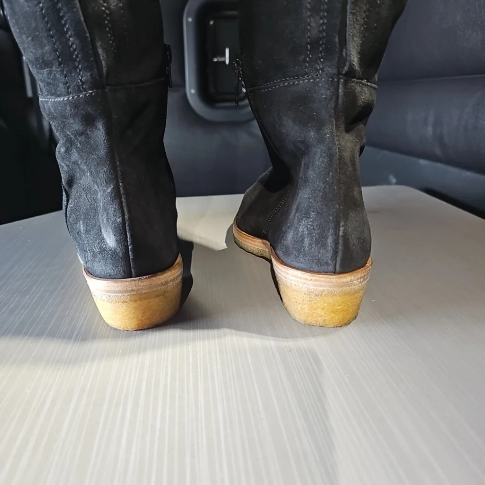 Free People Banks Over the Knee Black Suede Boots 37.5 (US‎ 7) EUC/NWOT $368